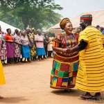 Home 3 가나에서 장기 체류하는 방법 - **Vibrant Ghanaian Festival Celebration:**
"A joyous and colorful scene capturing a traditional ...
