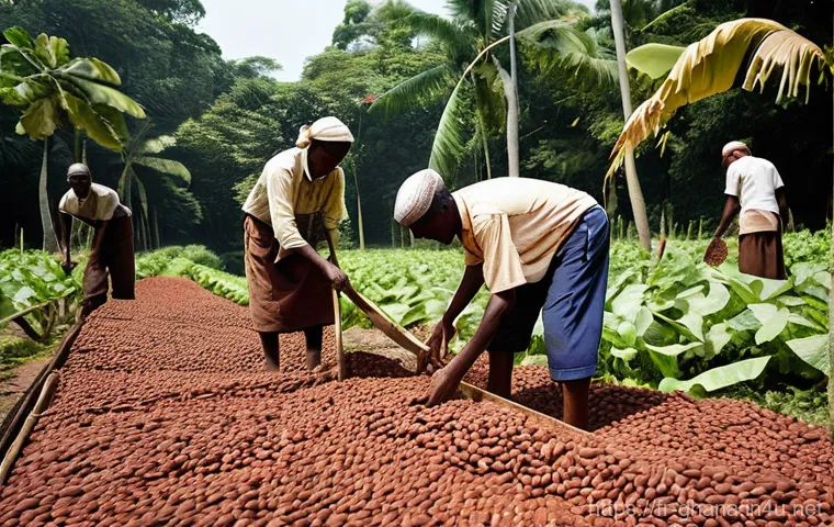 가나 카카오 생산 세계 2위 이유 - **Prompt 1: The Bountiful Ghanaian Cocoa Landscape**
    "A stunning, wide-angle shot of a vibrant G...